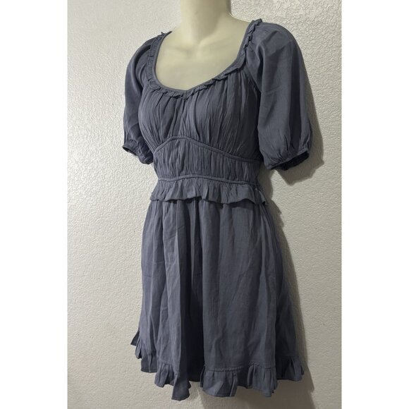 Trixxi Blue Babydoll Mini Dress S – Puff Sleeve, Cottagecore Fit, Cute & Flowy - Picture 2 of 7